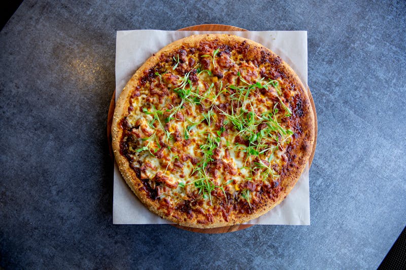 BBQ Cowboy ranch pizza with smoked brisket